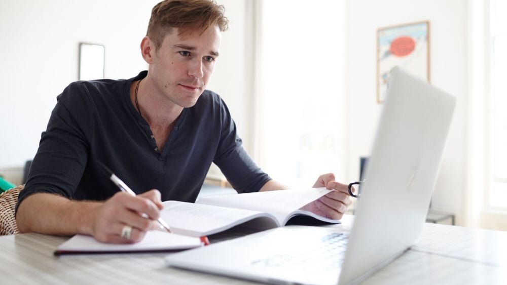Male student at home