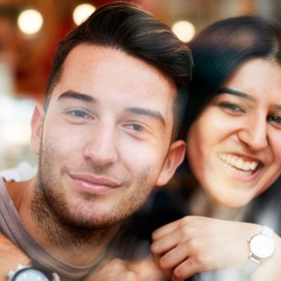 Two friends in a café