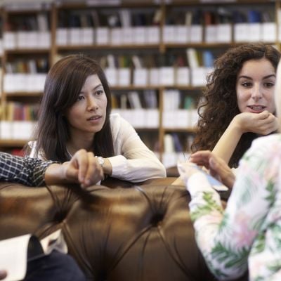 Female students in library
