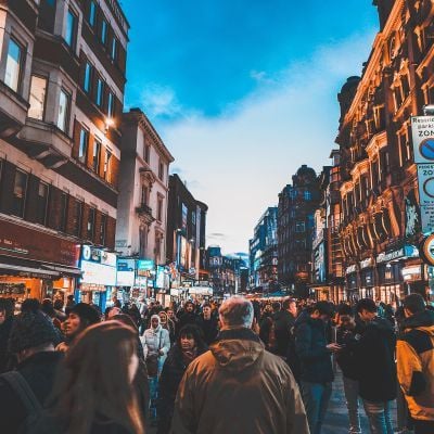 Crowds in the West End of London