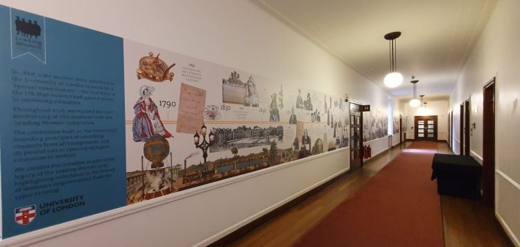 Leading Women timeline in Senate House ground floor.