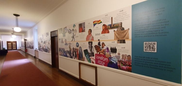 Leading Women timeline in Senate House ground floor.