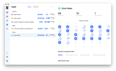 Picture of the TickTick app with habits open