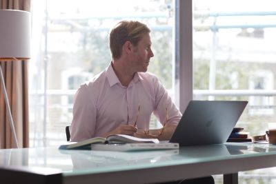 Student in front of laptop 
