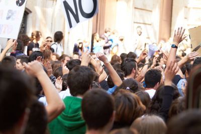 Group of protesters with posters