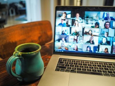 Zoom call online with many people