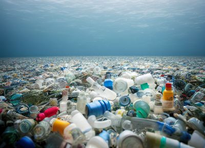 Under the sea image of plastics and rubbish on the sea floor