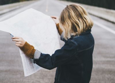Woman looking at a map