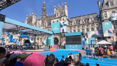 The olympics track in front of the Louvre, Paris
