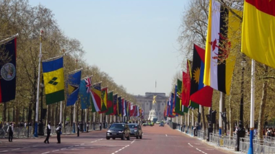 The Royal Mall in London lined with the flags of the Commonwealth countries