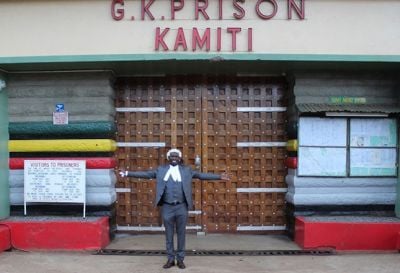 William standing outside Kamiti prison in Kenya