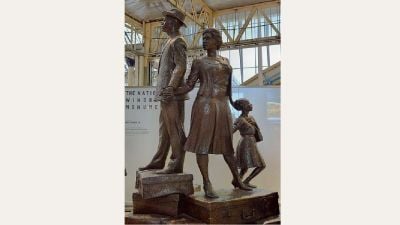 The Windrush Monument at Waterloo Station, London