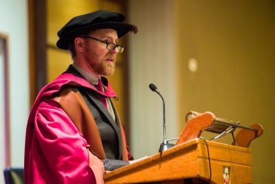 Samuel West speaking at SAS Graduation 2025