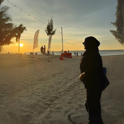 Laws Student Shameem at the beach 