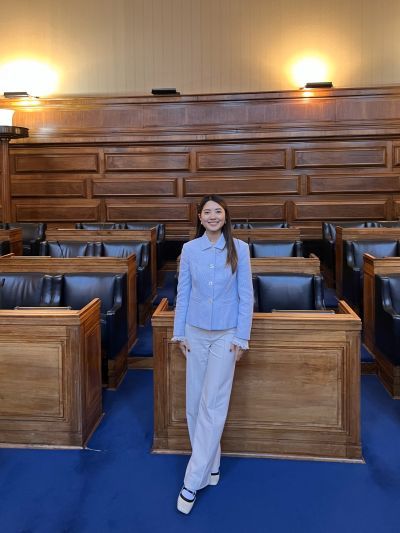 Charlotte Chan during a visit to Senate House, University of London