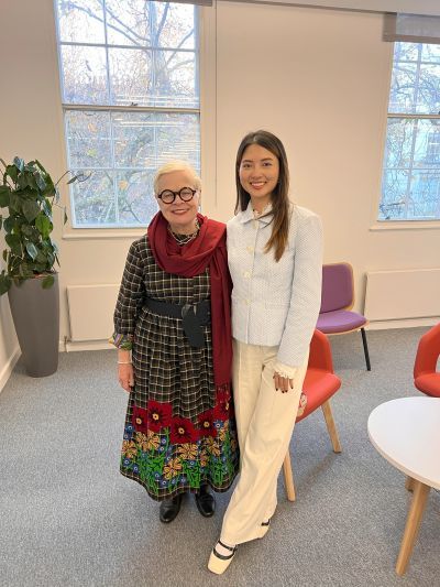 Charlotte Chan meeting Pro-VC Mary Stiasny during a visit to the University of London